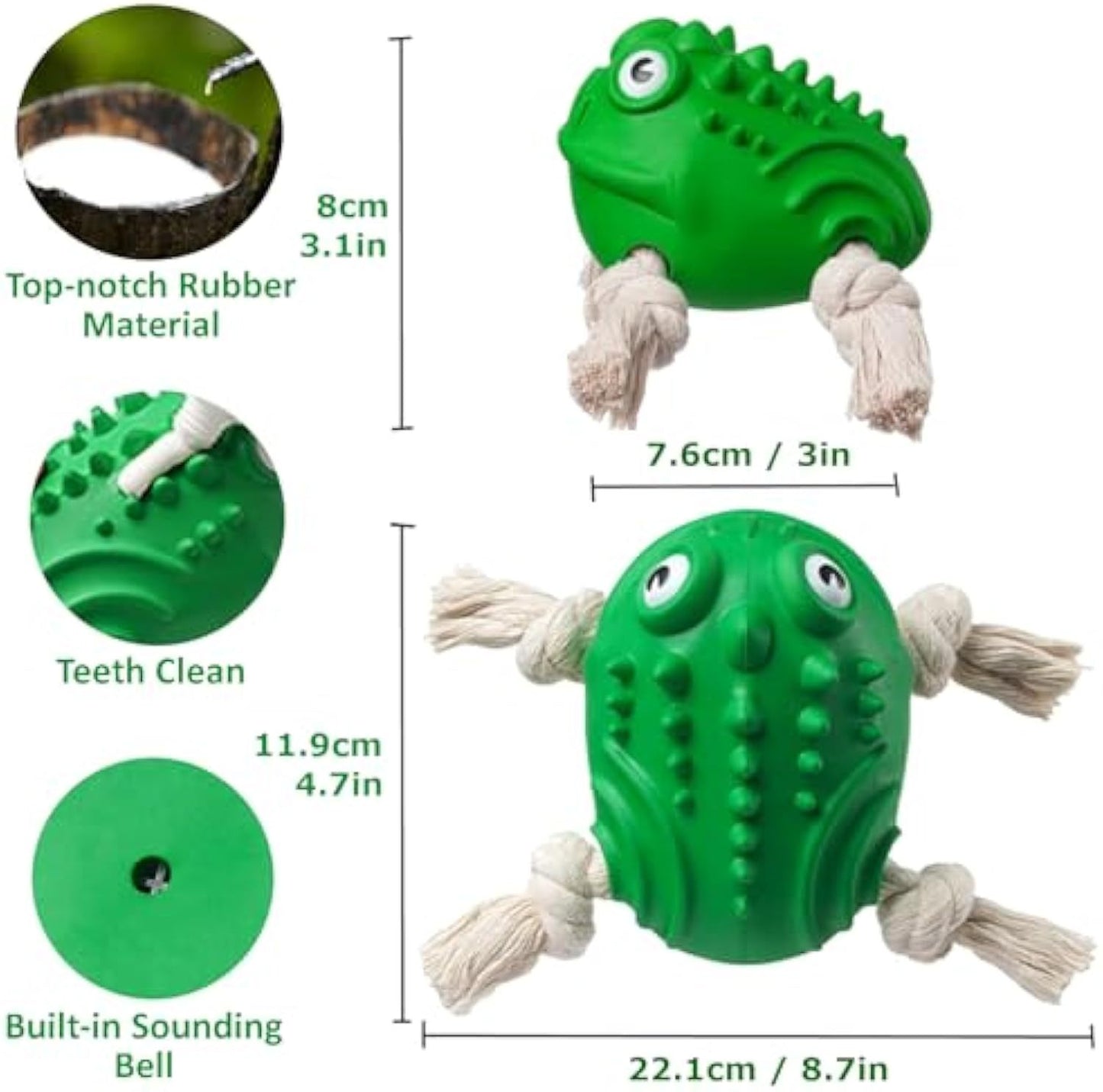 New Indestructible Robust Rubber Cotton Toad Dog Toy For Aggressive Chewers Toad Shape Unbreakable Interactive Dog Chew Toys Chew-Resistant Toad Squeaky Dog Toy For Teeth Cleaning