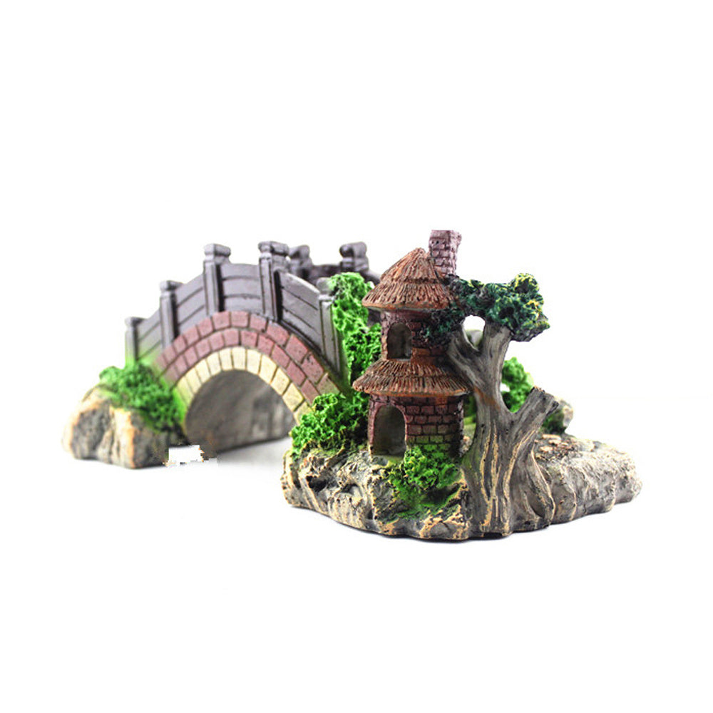 Resin Bridge Arch Bridge Black Red Bridge Fish Tank Landscaping Decoration Bridge Aquarium Equipment Accessories Turtle Climbing Platform Retro Arch Bridge