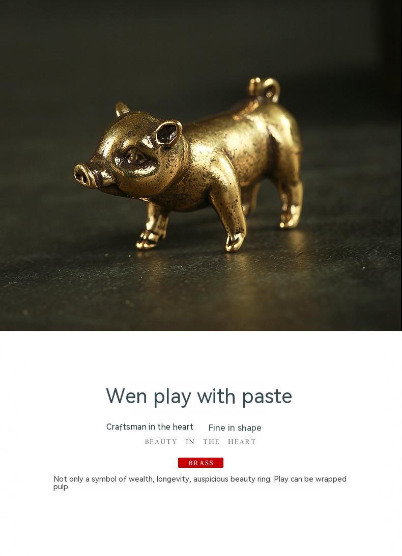 Brass Creative Small Copper Ware Piglet Symbolic Animals Desktop Decoration Metal Model Pendant