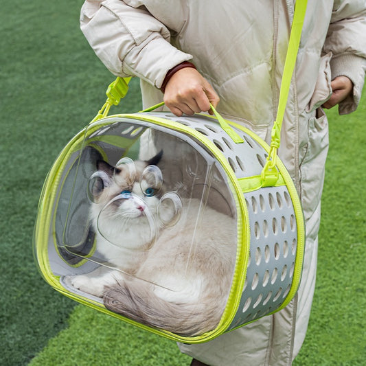 Mochila cápsula espacial transparente para mascotas y gatos