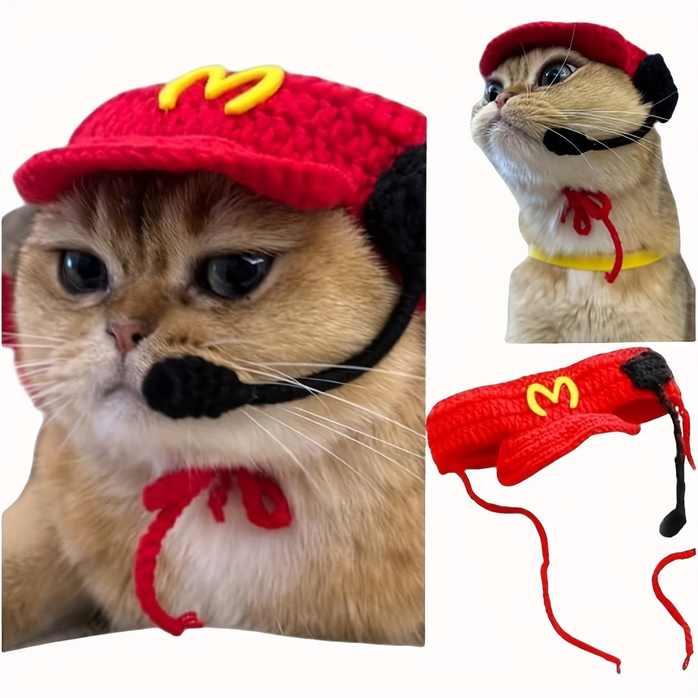 Chapeau de chef pour chat fait à la main Accessoires d'anniversaire pour animaux de compagnie Pull tricoté en coton pour chats et chiens de petite et moyenne taille Fournitures pour animaux de compagnie Vêtements pour chats 