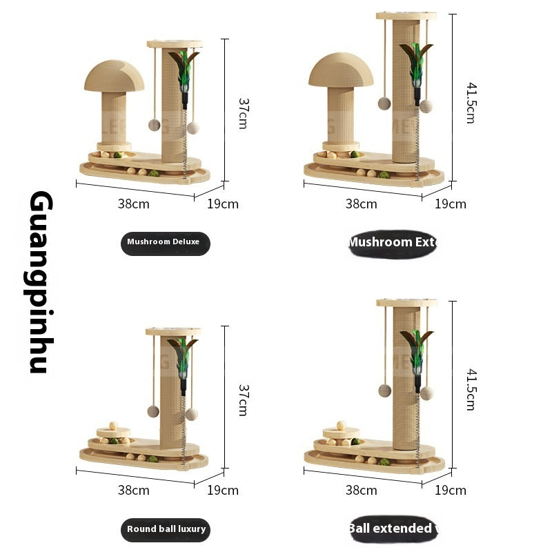 Rascador giratorio de madera maciza para gatos, juguete duradero