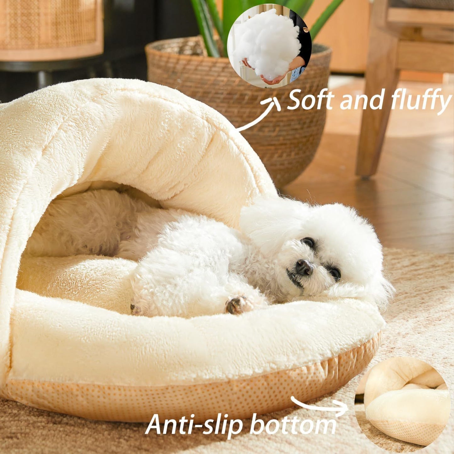 Bed For Dog And Cat Pet Bed Ultra Soft Cute Plush Slipper Cat Cave Bed Anti Slip Warm Pet House Nest Self-Warming Ideal For Indoor Use