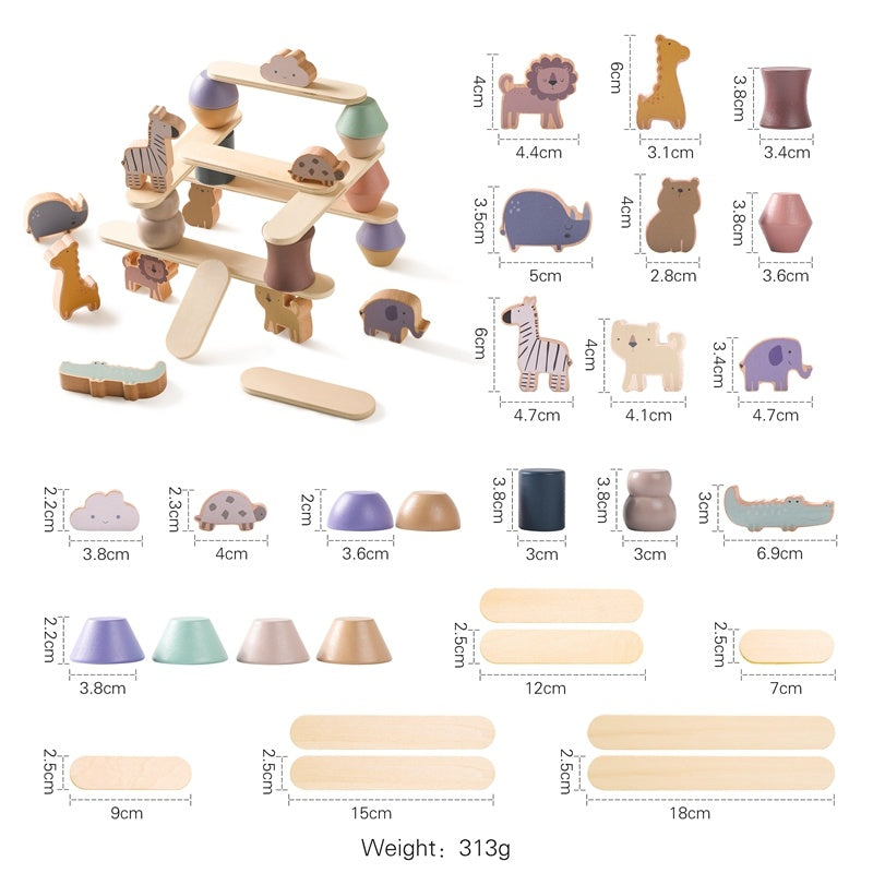 Bloques de construcción Animal apilamiento equilibrio madera juguetes educativos