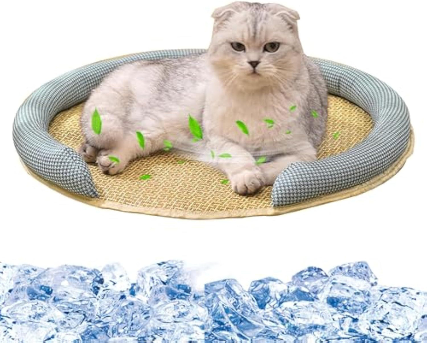 Estera refrescante para gatos: cama para mascotas de ratán con cojín transpirable y colchón de verano