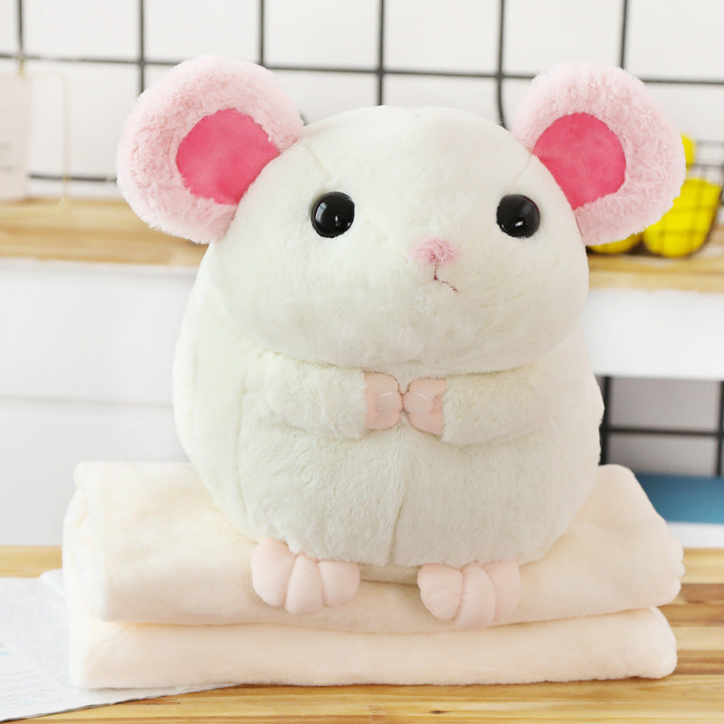 Mouse Doll Cute Sleeping Doll Pillow Plush Toy Hand Warmers Three In One Blanket Car Cushion