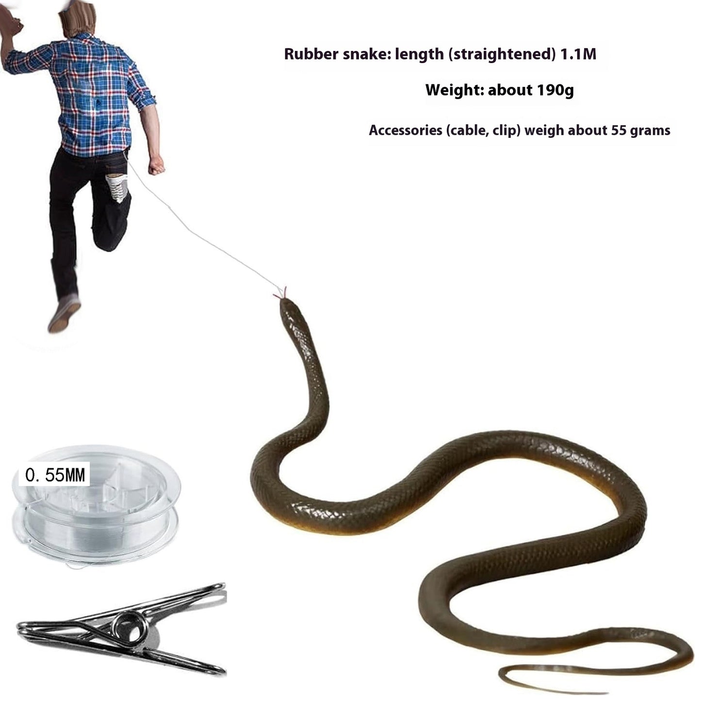 Whole Rubber Snake Chasing Props Golf Prank Toy