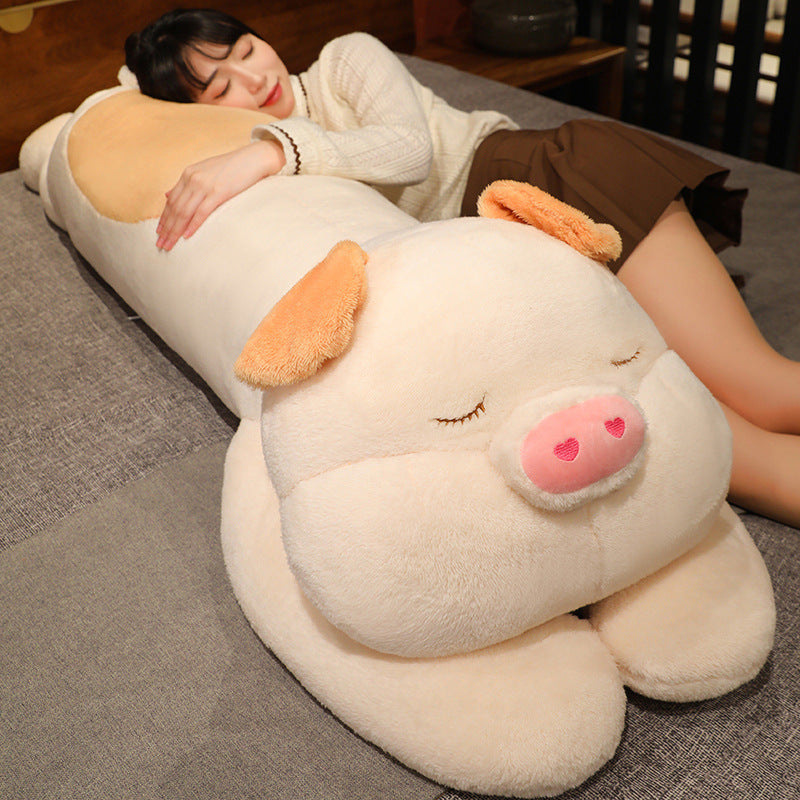 Oreiller en forme de cochon couché pour garçons et filles dormant sur le lit, énorme jouet en peluche