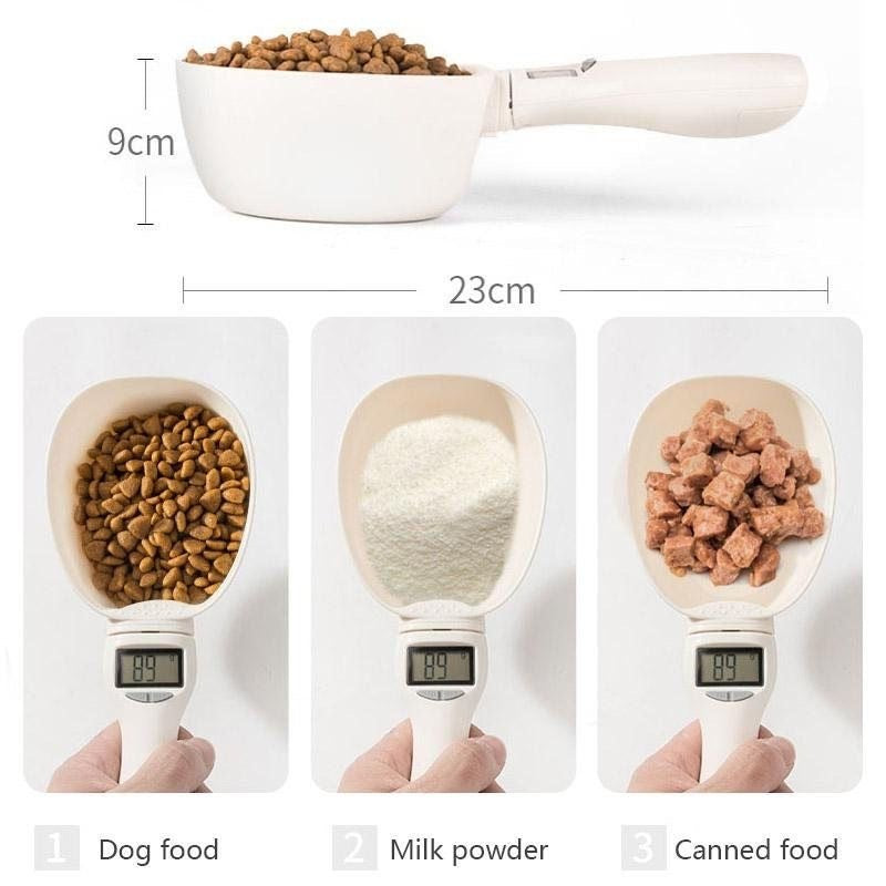 Báscula de comida para mascotas, herramienta electrónica de pesaje de precisión LCD, cuchara medidora de alimentos para alimentación de perros y gatos, báscula de cocina con pantalla Digital