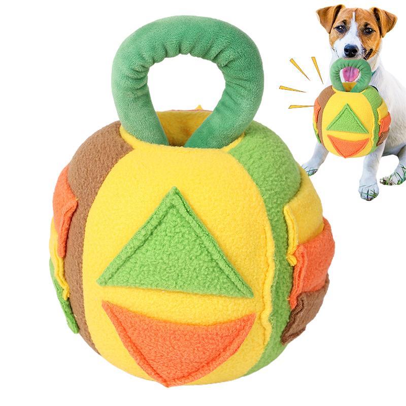 Pelota de peluche chirriante para perros, juguete para olfatear, ruidoso, juguete interactivo para limpiar los dientes, dispensador de golosinas con sonido de goma suave para perros