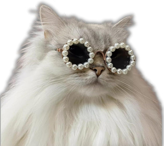 Gafas de sol con perlas para gatos y perros: accesorios de disfraz divertidos y extravagantes para fiestas de mascotas