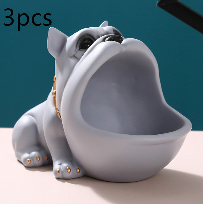 Bulldog Candy Box Statue Dog Animal Figurine Shoe Cabinet Key Storage Box Living Room Home Decoration