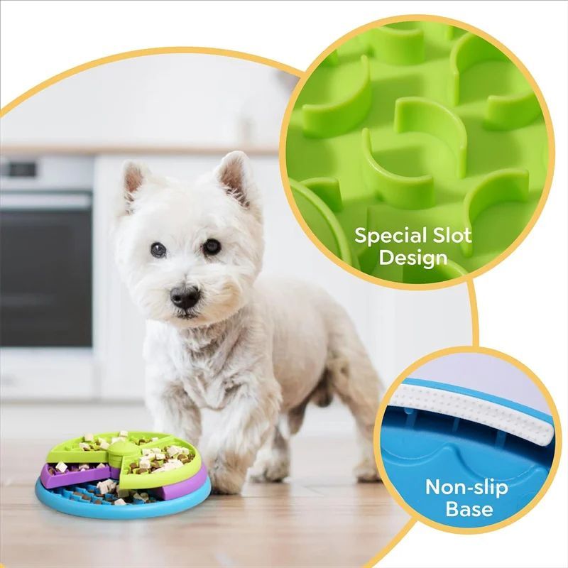 Pet Slow Food Bowl 3-Layers Puzzle Puppy Anti-choking Non-slip Feeder Puzzle Bowl Dog Slow Eating Interactive Toy Pet Supplies