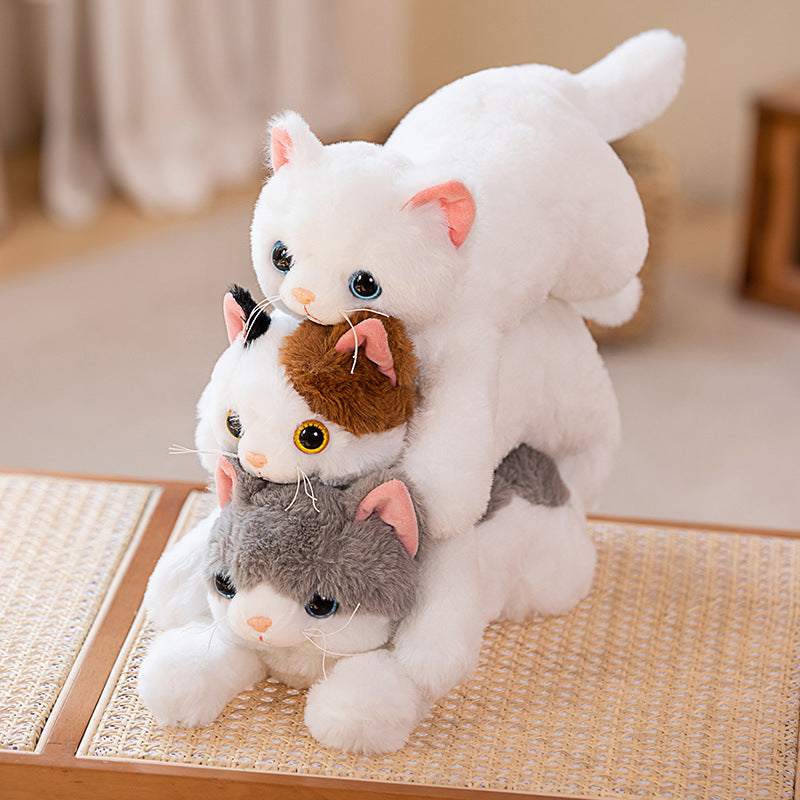 Lindo gato que acompaña a los niños a la muñeca de gatito, juguete de peluche para niñas, cumpleaños