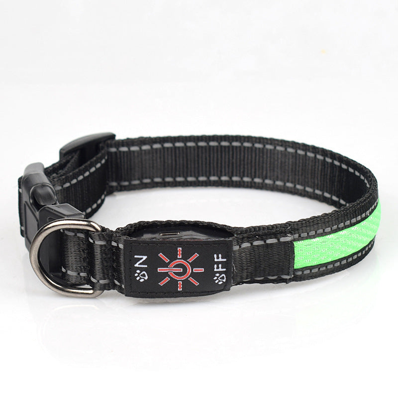 Collar para mascotas de malla de nailon luminoso LED, puerto de carga tipo c, resistente al agua