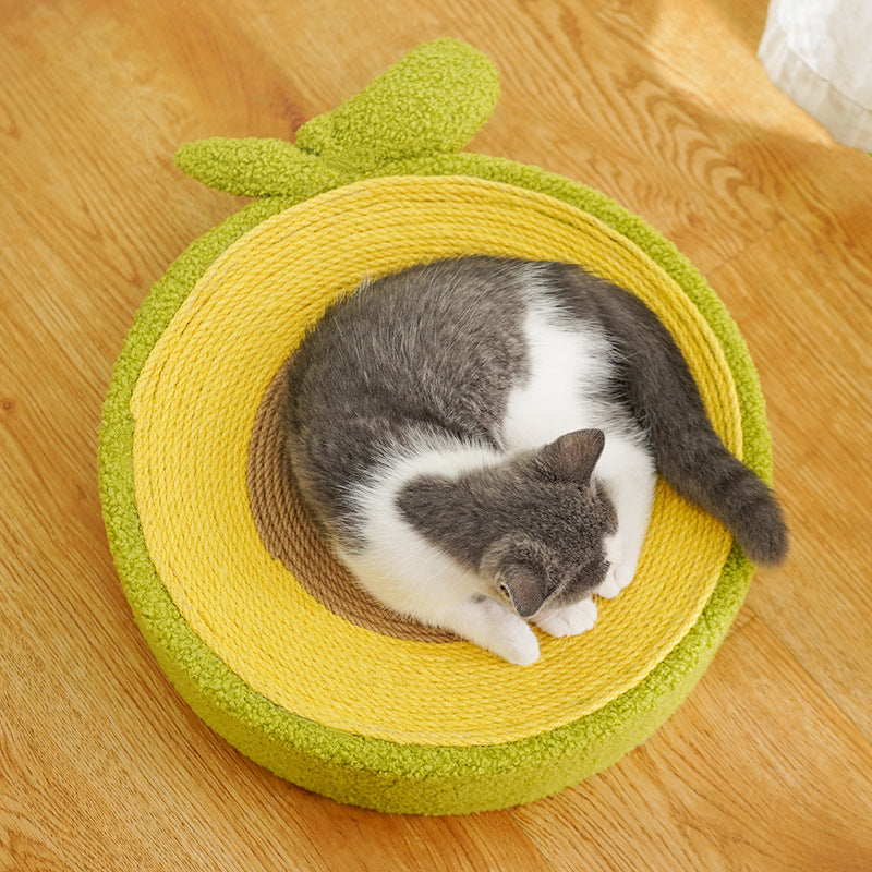 Cuenco rascador para gatos con aguacate, descanso para rascar, jugar en un lavabo, tres usos