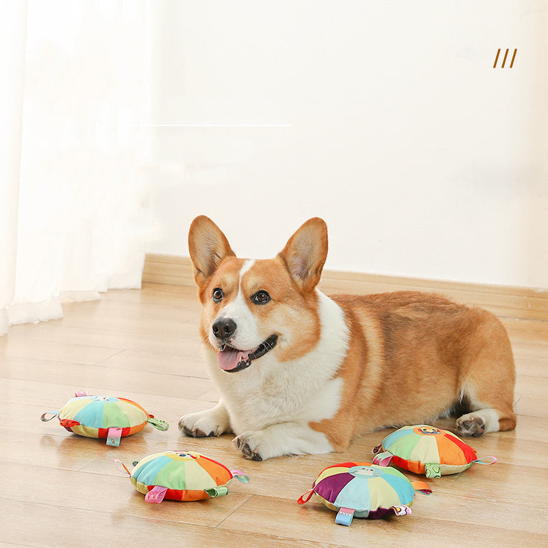 Disques volants pour chiens Jouets en peluche avec son interactif Disques volants pour chiots Résistant aux morsures Pour le dressage des animaux de compagnie