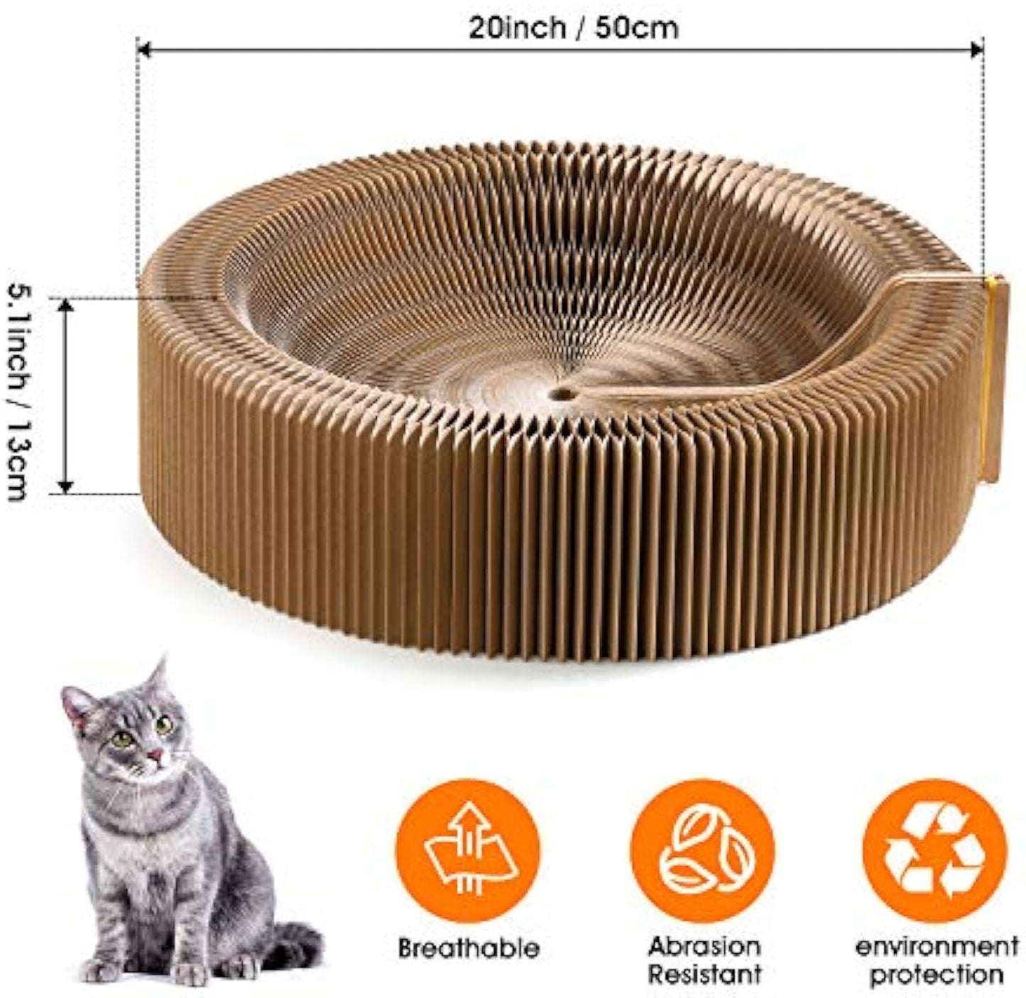 Cama plegable para rascar gatos, cama de cartón para gatos, almohadilla rascadora para mascotas corrugada, cama redonda para rascar gatos, nido para interiores, gatitos grandes y grandes 