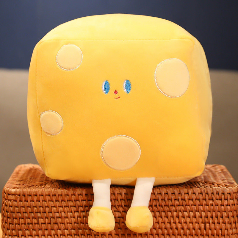 Oreiller en peluche en forme de cube de beurre et de fromage pour enfants