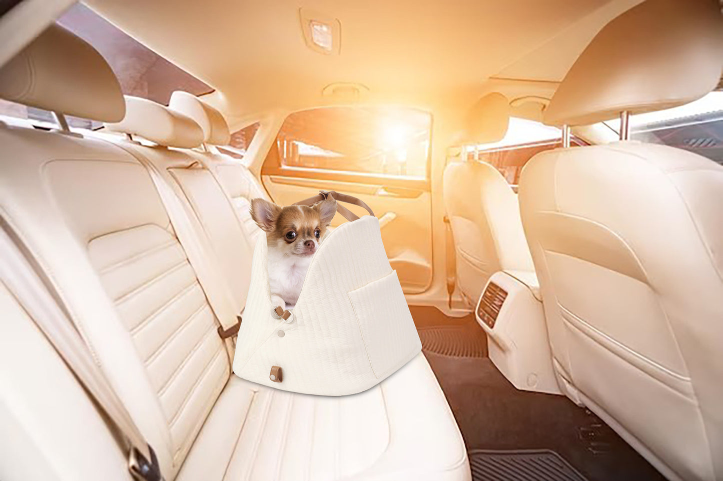 Perrera con bolsa para coche para salida de mascotas de gran capacidad