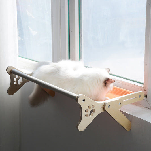 Lit suspendu pour chat en bois massif monobloc pour rebord de fenêtre et bain de soleil