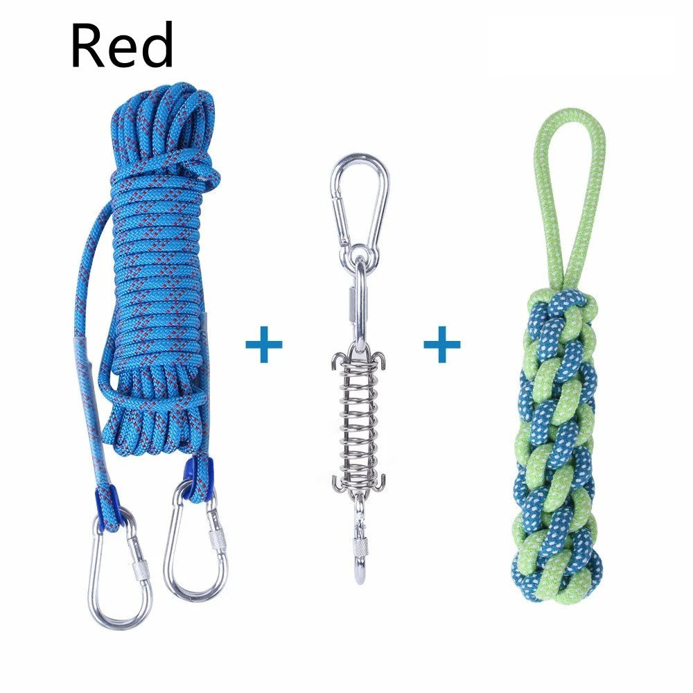 Outdoor Funny Dog Toy Stainless Steel Spring Suspension Cotton String Households Outdoor Toy Training