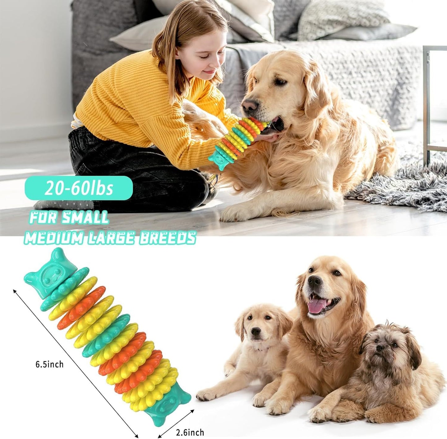 Juguetes para masticar para perros agresivos Juguetes duraderos para perros de razas grandes, medianas y pequeñas Juguetes de goma indestructibles para la dentición de perros Juguetes interactivos resistentes para perros al aire libre para entretenimiento