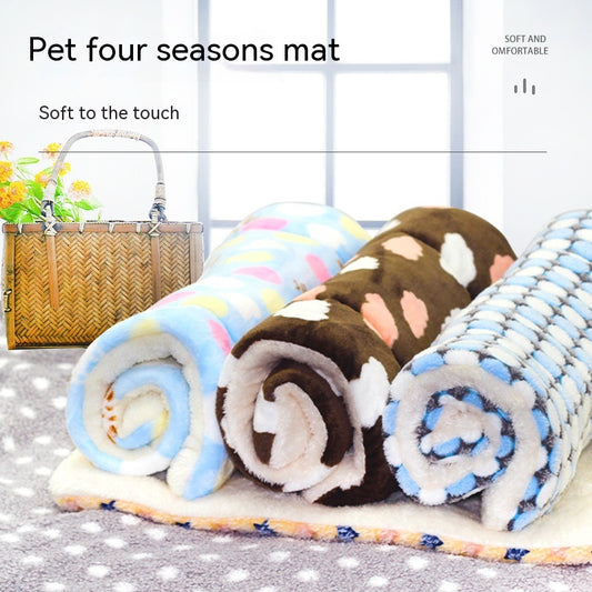 Winter Pet Mat Cat Nest Flannel Kennel Blanket Cat Pad Pet Bed