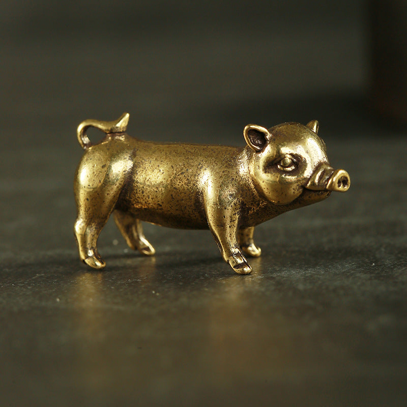 Brass Creative Small Copper Ware Piglet Symbolic Animals Desktop Decoration Metal Model Pendant