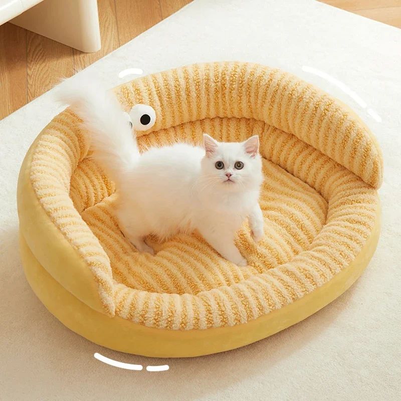 Cama para gatos moderna de color sólido, suave, cálida, lavable, de felpa, para cachorros, para sala de estar, interior, cálida cama para dormir para mascotas en invierno