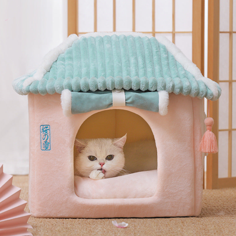 Casa para gatos, cama para gatos extraíble y lavable, suministros para mascotas, casa cerrada para gatos, Villa