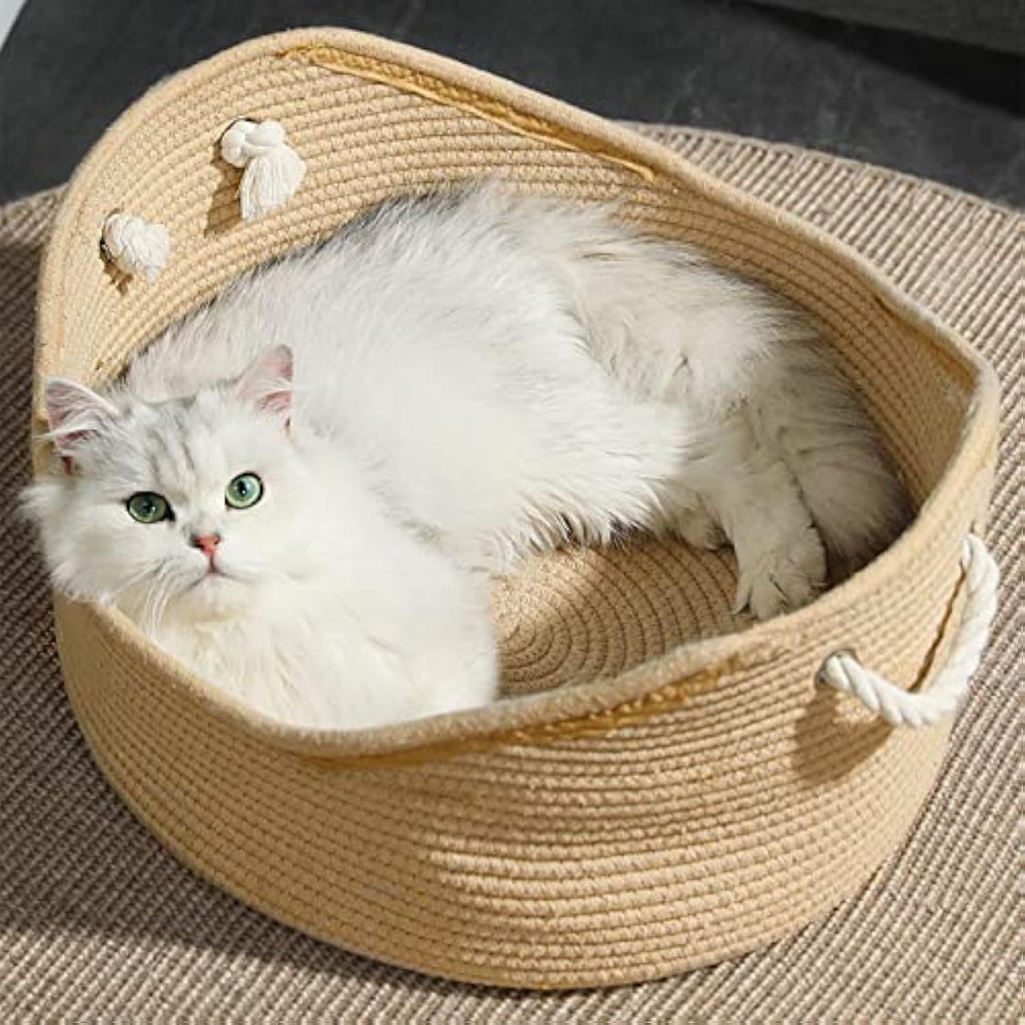 Panier en osier pour chat, planche à gratter ondulée, nid confortable pour animaux de compagnie pour chats