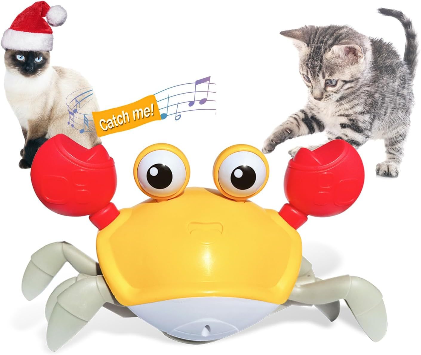 Crawling Crab Dog Toys Escaping Crab Dog Toy With Obstacle Avoidance Sensor Interactive Dog Toys With Music Sounds Lights For Dogs Cats Pets Christmas Toy Gifts For Puppy Small Medium Dogs