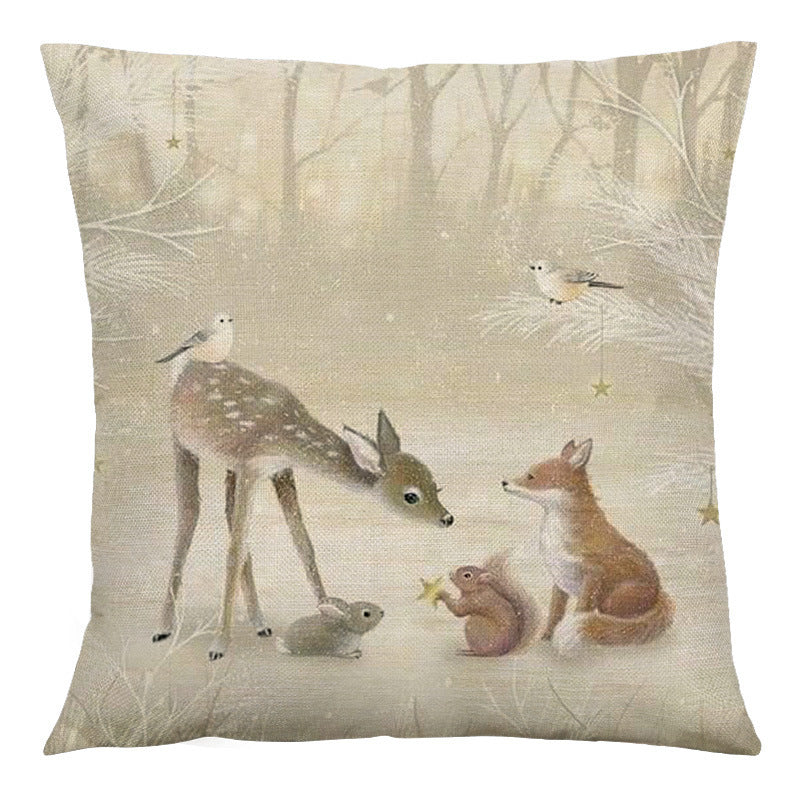 Coussin de canapé en lin vintage animal