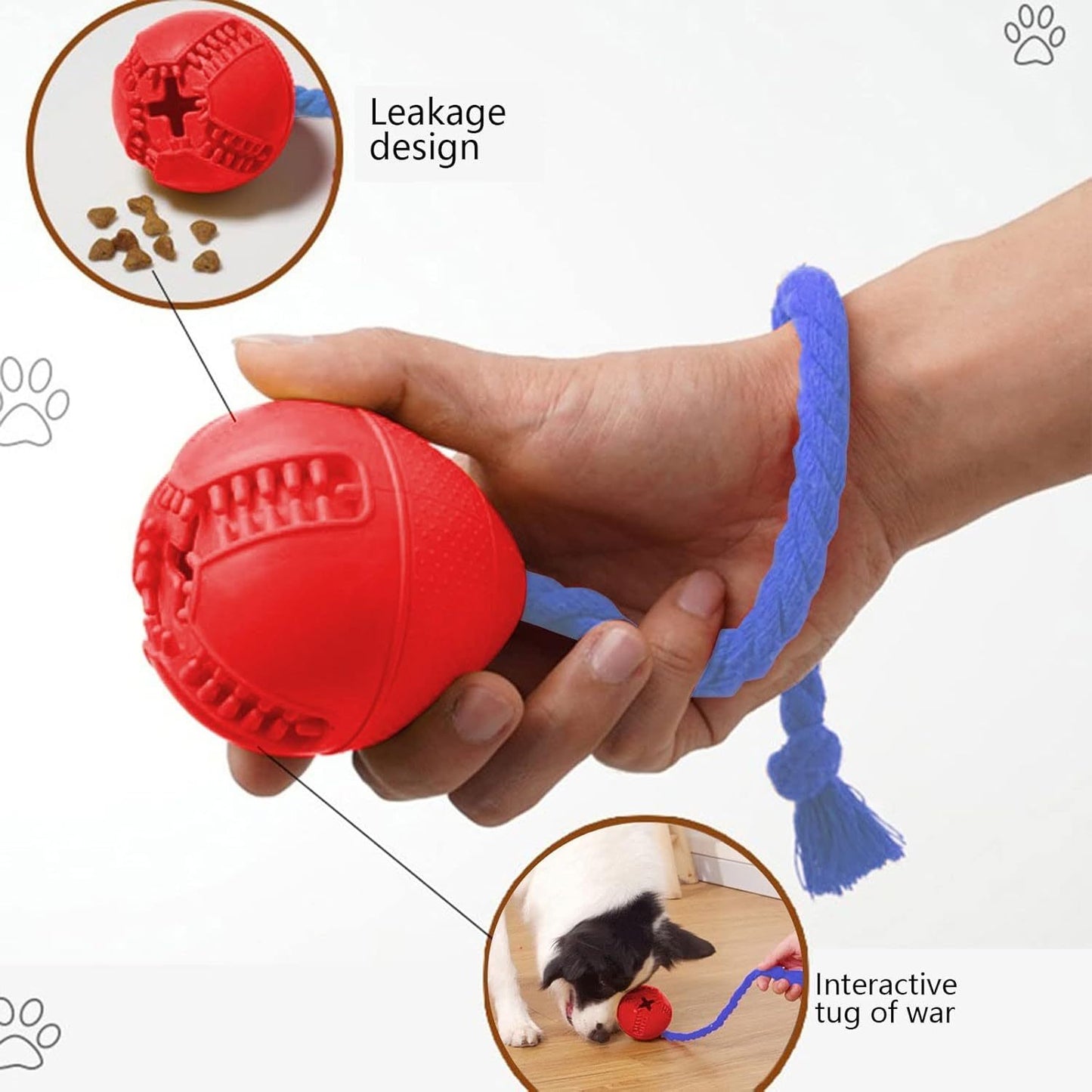 Jouets interactifs pour chiens, cage de dressage pour chiots, distributeur de puzzle avec corde, réduit le stress et l'anxiété, distributeur de nourriture pour chiens, jouets durables pour chiens pour mâcheurs agressifs