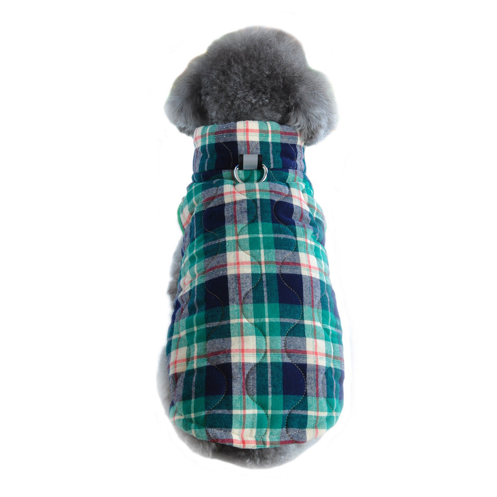 Ropa de invierno para perros, ropa para mascotas de algodón pesado, chaqueta a cuadros con cremallera, chaqueta, suministros para mascotas