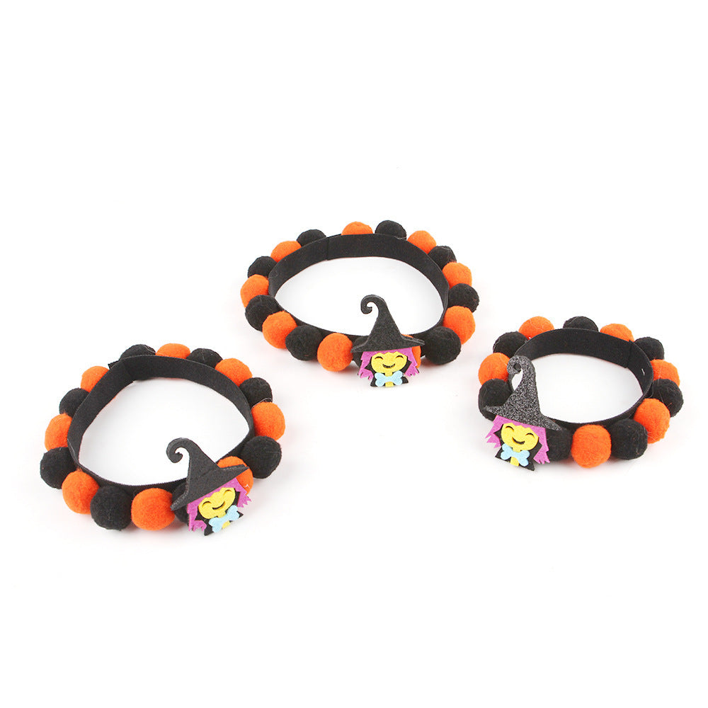 Collar con bola de pelo para mascotas de Halloween, accesorios de calabaza