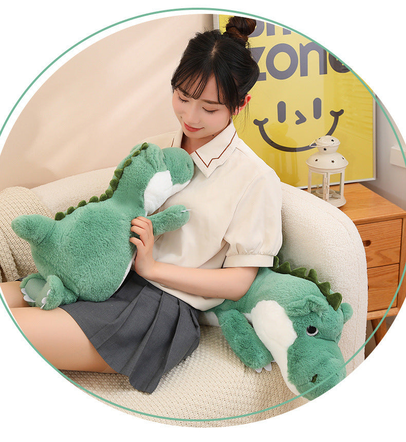 Dinosaurio tumbado, niño sonriente, durmiendo, soporte para piernas, abrazo para dormir, muñeca, niña, estudiante, lindo juguete de peluche