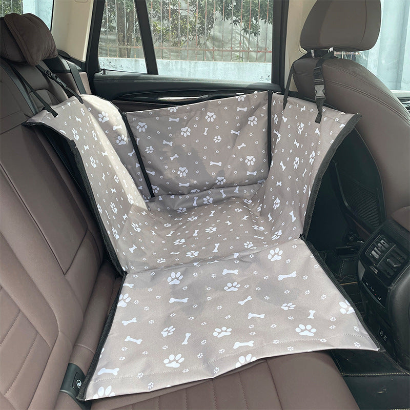 Cesta colgante para mascotas con estampado trasero, doble capa, impermeable, para coche, Gato, protección para perros