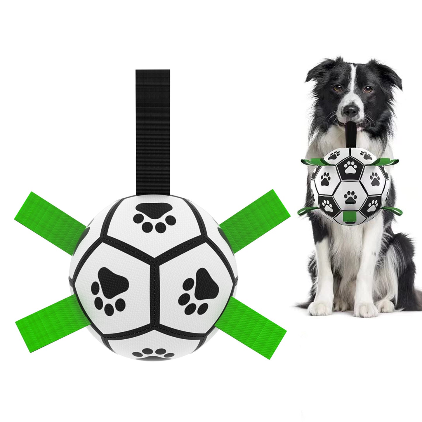 Juguete interactivo de fútbol para perros, balón de fútbol, ​​juguete de entrenamiento inflado para perros, pelotas de Collie con borde al aire libre para suministros para mascotas perros grandes