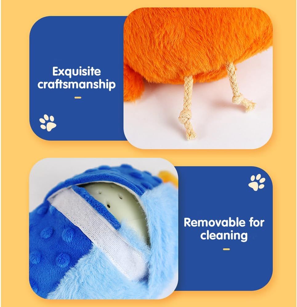 Jouet en peluche actif et mobile pour animaux de compagnie avec sons Jouets interactifs pour chiens Jouet couineur rechargeable pour chien Jouets pour chiots pour les occuper Pour les chiens ennuyés Jouets à mâcher pour chiots pour la dentition