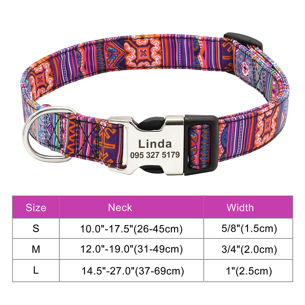 Adjustable Nylon Dog Collar Personalized Dogs Cat ID