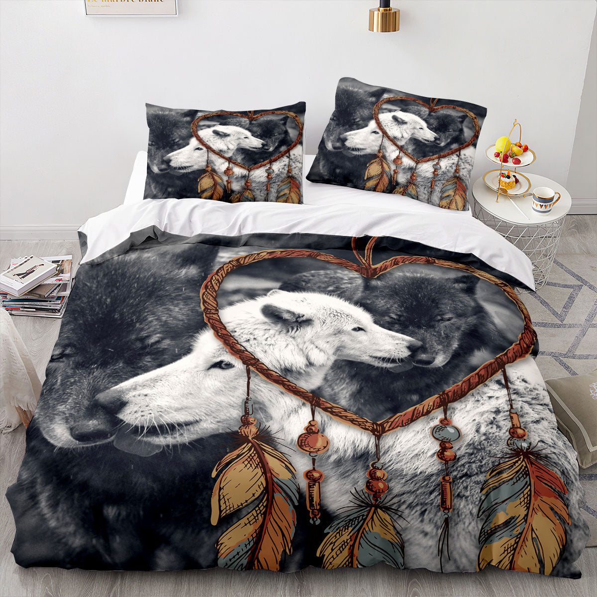 Juego de tres piezas con estampado animal de ropa de cama textil para el hogar