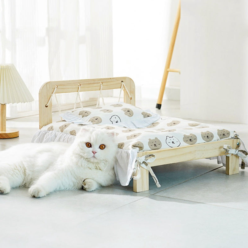 Cama para gatos de madera maciza con suministros para mascotas extraíbles y lavables para todas las estaciones