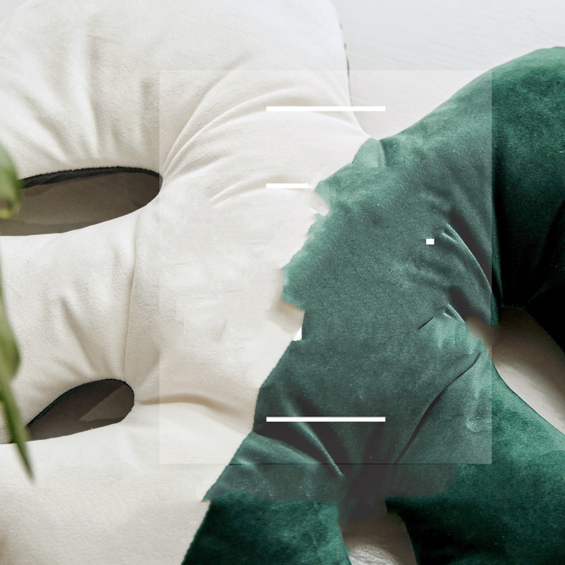 Almohada Lumbar Planta Brocado Blanco Monstera Sofá Junto A La Cama