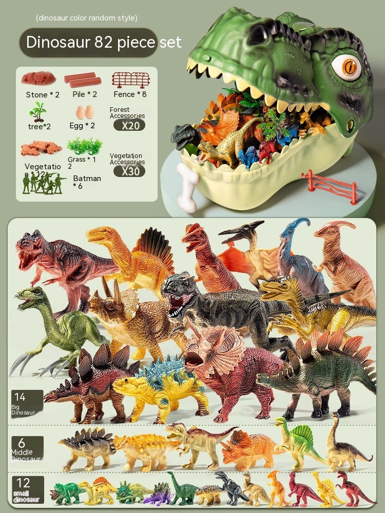 Dinosaur Toy Children's Big Tyrannosaurus Rex Triceratops Soft Glue Suit World Simulation Animal Model Hand Office