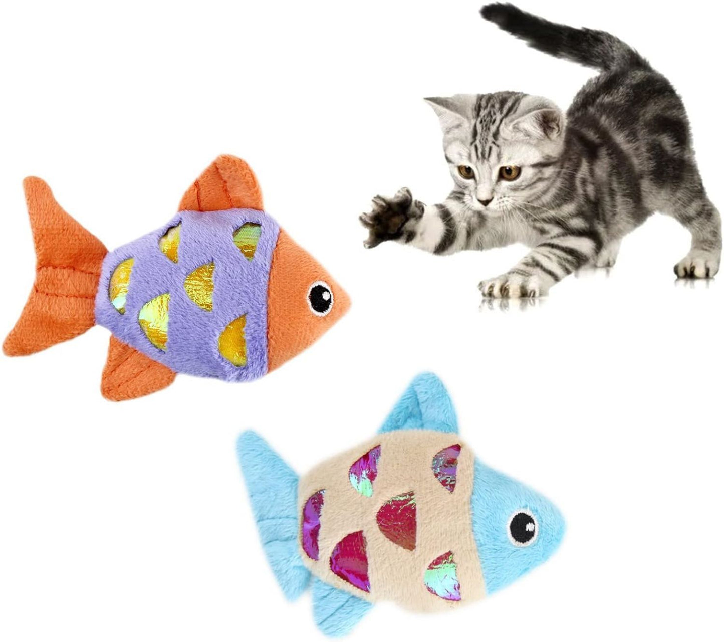 Cat Catnip Toys Small Cat Fish Toys With Crinkle Shine Ring Paper To Make Sound To Catch Your Cats Eyes And For Your Cats To Chew And Catch Interactive Cat Toys Indoor Cat