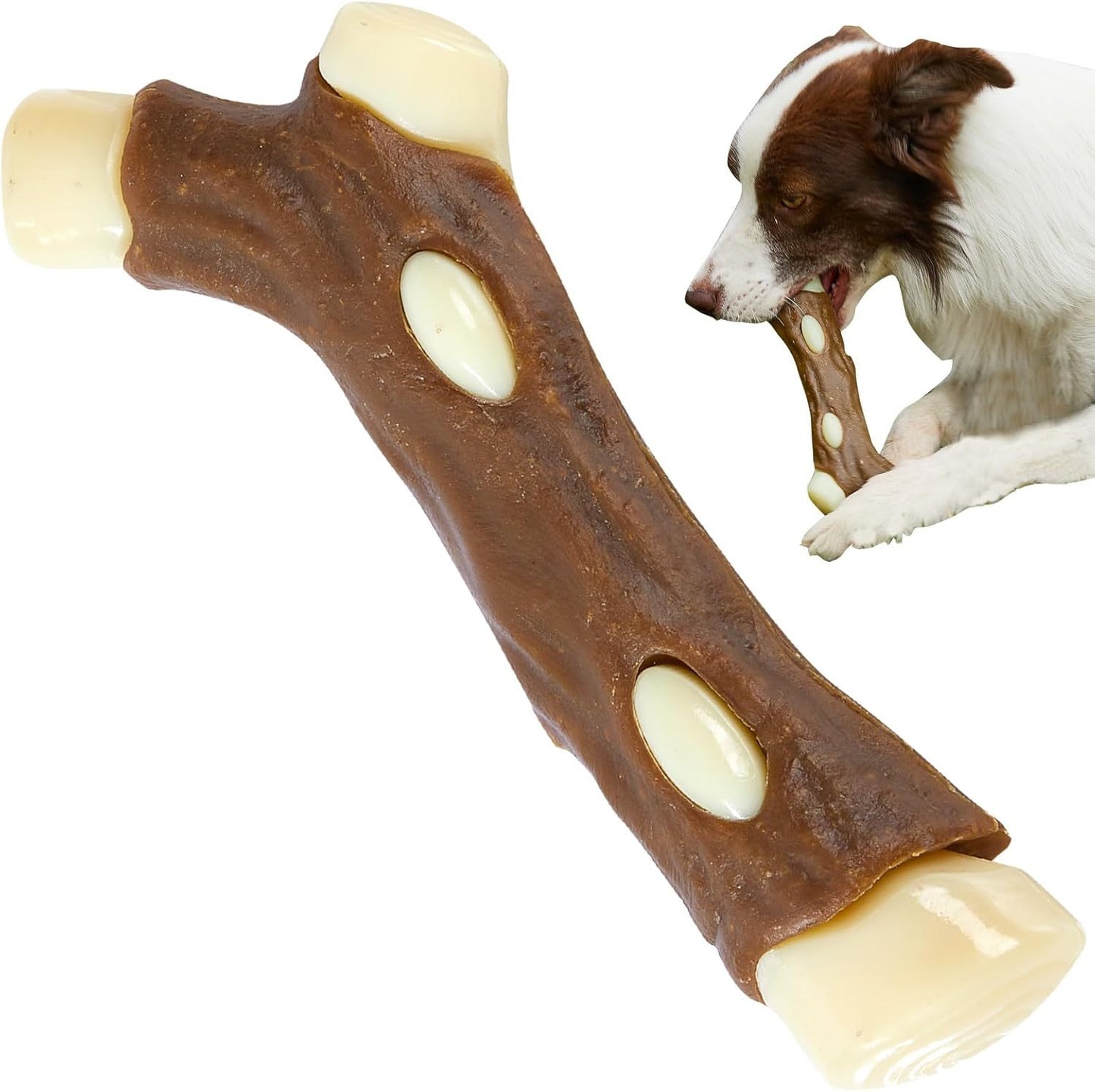 Dog Bones Chew Toys For Aggressive Chewers Real Beef Flavor Indestructible Dog Teething Chew Toys For Large Medium Small Puppies Breed Tough Pet Toy