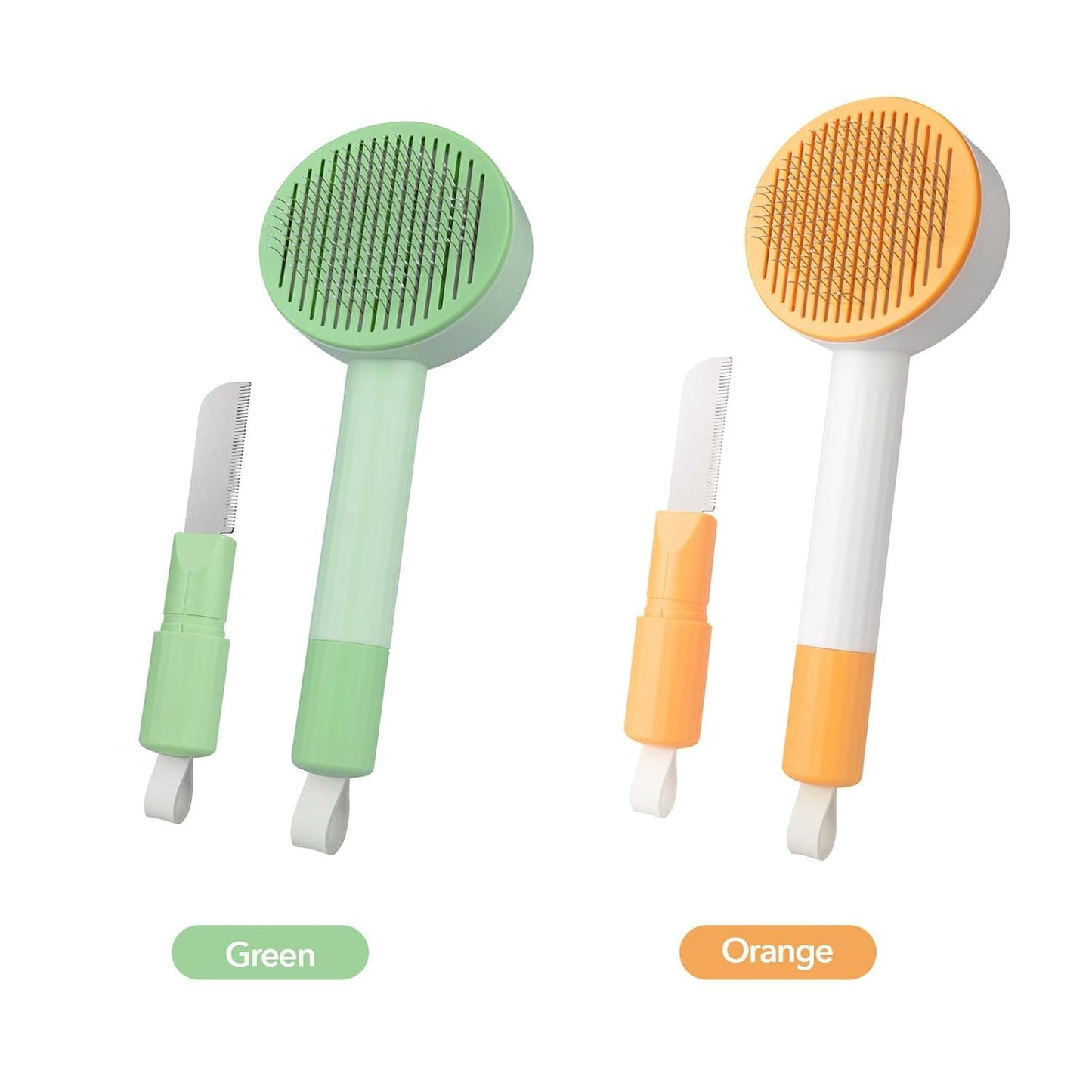 Brosse de toilettage 2 en 1, brosse dépilatoire et brosse de démêlage pour chats d'intérieur à poils longs et chats et chiens qui perdent leurs poils, rapide à nettoyer et lavable, rangement facile, suspension