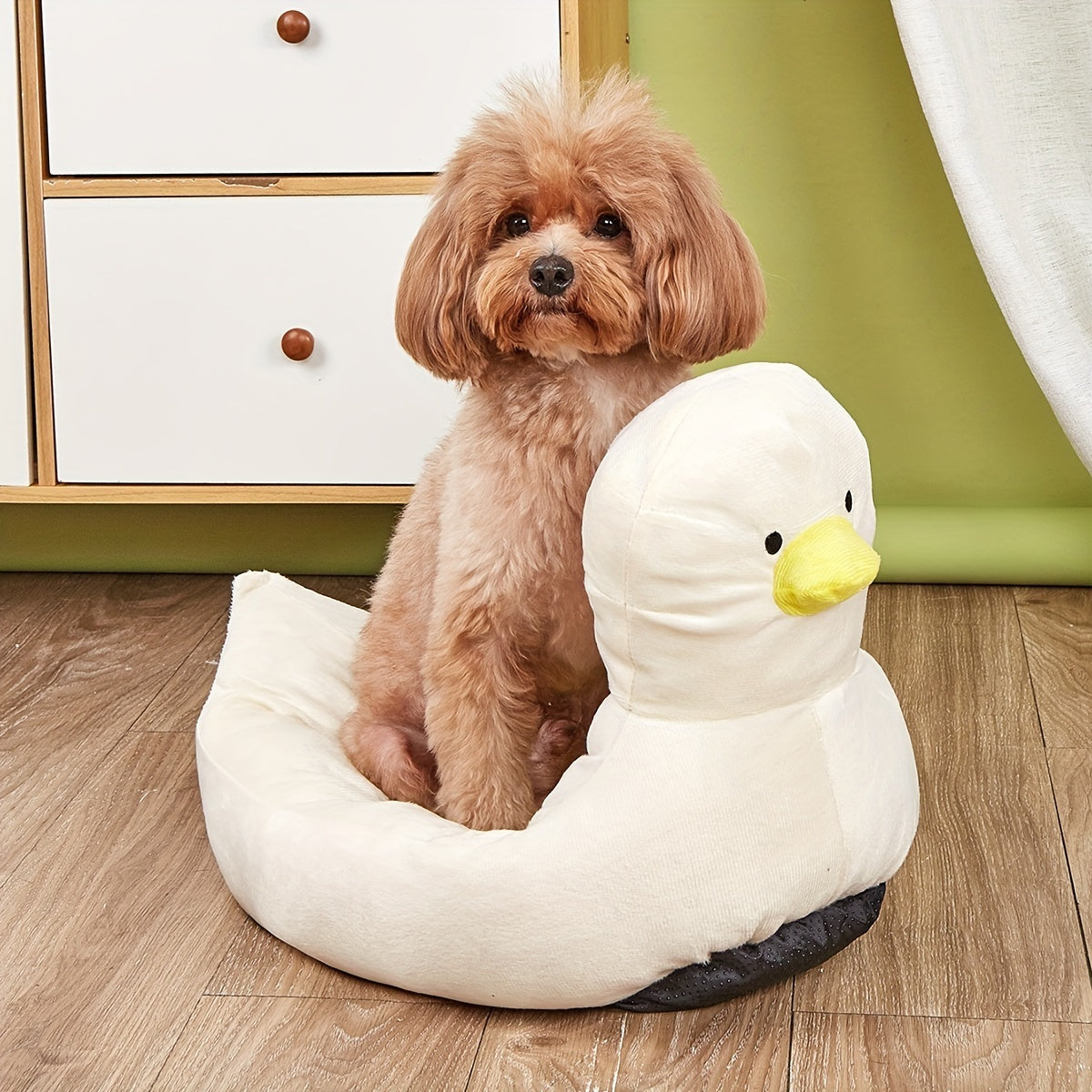 Canapé-lit confortable et moelleux en forme de canard pour animaux de compagnie, adapté aux petits chiens, matériau en polyester doux, motif unique, nid de couchage confortable quatre saisons pour chats et chiots